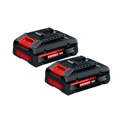 Bosch EXBA18V-40 EXPERT 18V Lithium-Ion 4 Ah High Power Battery, 2-Pack shown on white background.