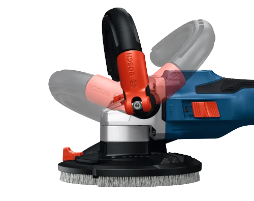 Bosch GBR18V-15S 5 In. Surface Grinder shown in side profile view highlighting the different handle angles.