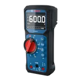 Bosch GDM600-15 digital multimeter product image with the screen on in an isometric view on a white background.