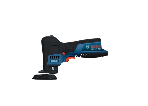 The Bosch GPX12V-125 Automotive Cordless Polisher in a mugshot view on a white background.