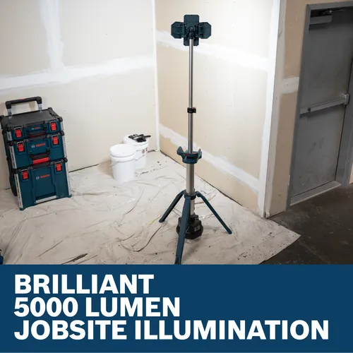 Image of Bosch GLT18V-5000N 18V Tower Light in a room undergoing renovation.