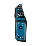 Bosch GVT600-13 contact voltage tester product image with screen on and on white background.