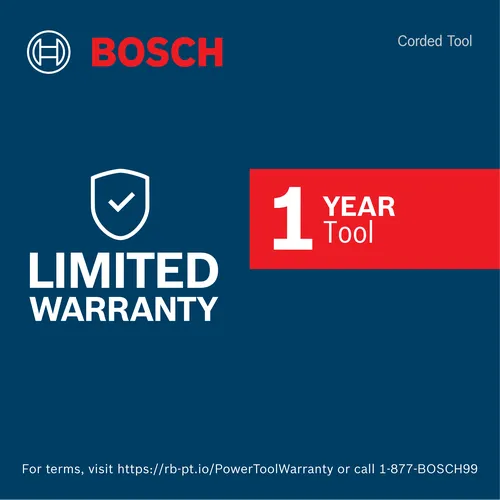 Web image from Bosch showcasing the Warranty for Corded Tools.