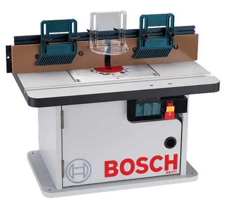 Product Image Dynamic Bosch RA1171 Cabinet Style Router Table on a white background.