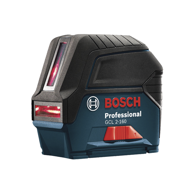 Product Image Dynamic of Bosch GCL 2-160 Self-Leveling Cross-Line Laser with Plumb Points on a white background.