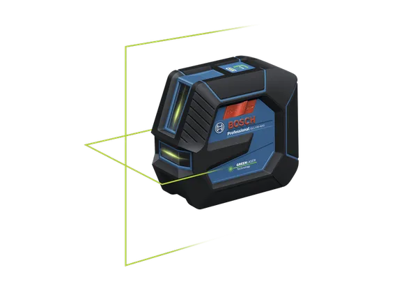 Product Image Dynamic of Bosch GLL100-42GL 3.7V Self-Leveling Cross-Line Laser on a white background.