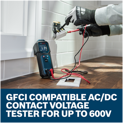 Features/Claims image of Bosch GVT600-13 Contact Voltage Tester with application.