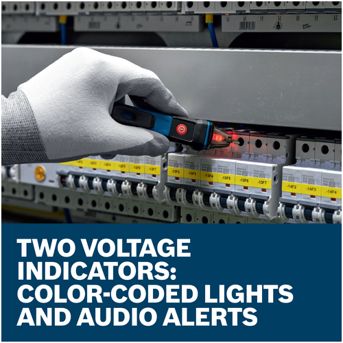 Features/Claims image of Bosch GVD1000-15 Non-Contact Voltage Tester with application.