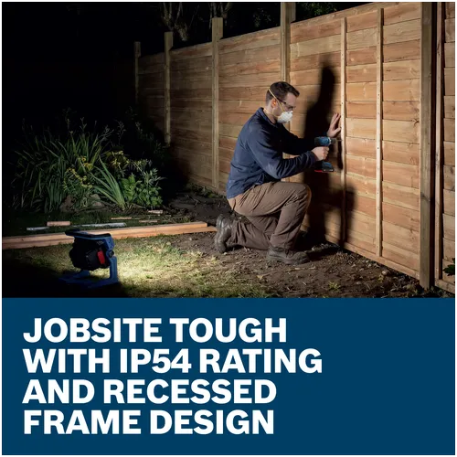 Features/Claims image of Bosch GLI18V-5000N 18V LED Floodlight.