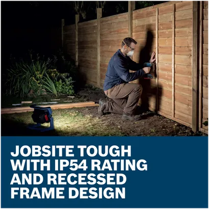 Features/Claims image of Bosch GLI18V-5000N 18V LED Floodlight.