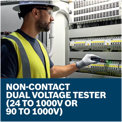 Features/Claims of Bosch GVD1000-17 Non-Contact Voltage Tester with application.