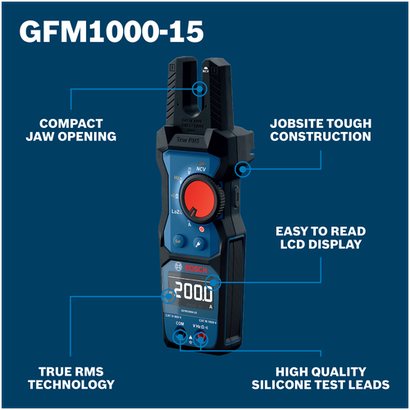 Walkaround Image of Bosch GFM1000-15 Fork Meter on a blue background.