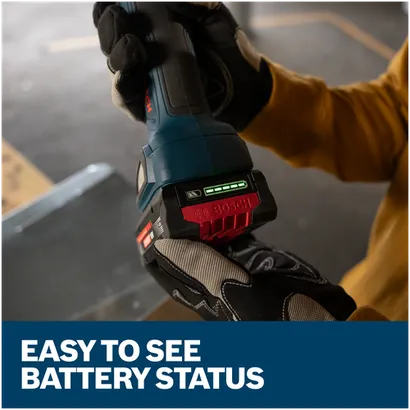 Features/Claims image of Bosch GXS18V-25N14X 18V Starter Kit with Expert 18V High Power Battery and Multi-Voltage Fast Charger.