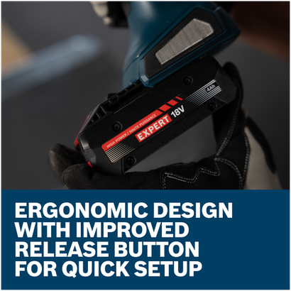 Features/Claims image of Bosch GXS18V-25N14X 18V Starter Kit with Expert 18V High Power Battery and Multi-Voltage Fast Charger.