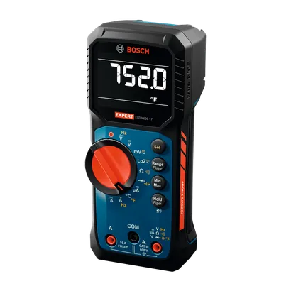 Product Image Dynamic of Bosch EXDM600-17 True RMS Digital Multimeter on a white background.