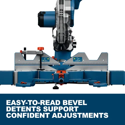 Web Image of Bosch GCM340-305D 12 In. Dual-Bevel Slide Miter Saw with features and applications.