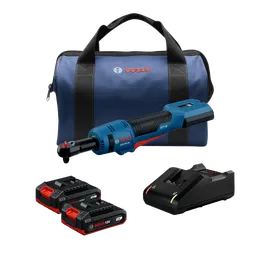 Product Image Dynamic of Bosch GRC18V-60B22 18V Cordless Ratchet Kit  on a white background.