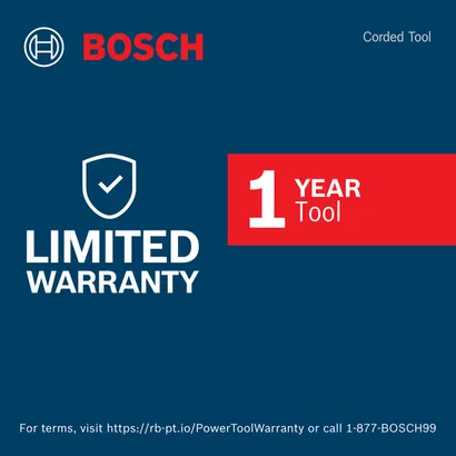 Warranty Image of Bosch GRS18V-330 18V 1/2 In. Right Angle Impact Wrench on a blue background.