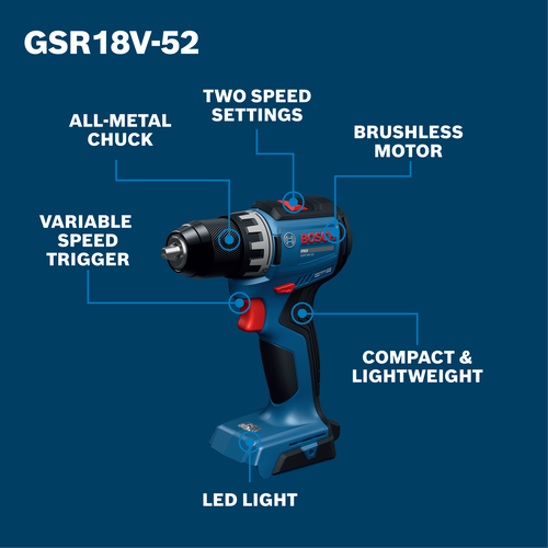 Walkaround of the GSR18V-52 Impact Wrench/Driver, part of the Bosch GXL18V-28B22 Combo Kit