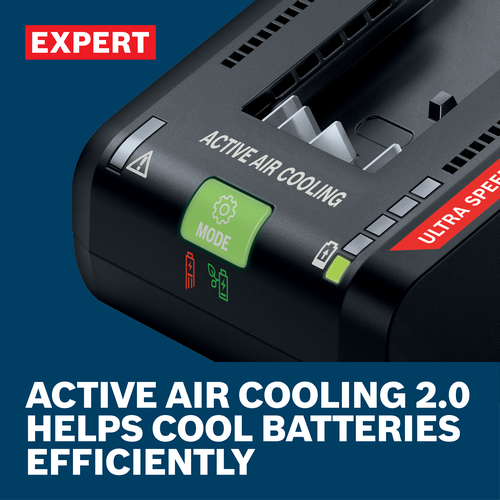 Web Image of Bosch EXAL18V-160 EXPERT 18V Lithium-Ion 16 Amp Battery Turbo Charger with features/application.