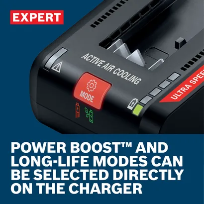 Web Image of Bosch EXAL18V-160 EXPERT 18V Lithium-Ion 16 Amp Battery Turbo Charger with features/application.