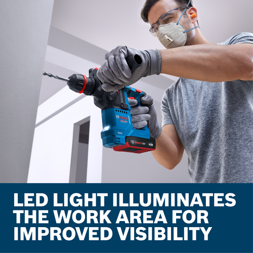 Web Image with features and worker using the Bosch GBH18V-18X 5/8 In. SDS-plus ONECHUCK Rotary Hammer.