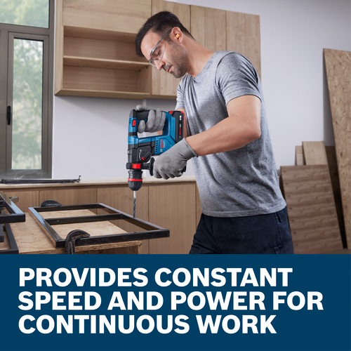 Web Image with features and worker using the Bosch GBH18V-18X 5/8 In. SDS-plus ONECHUCK Rotary Hammer.