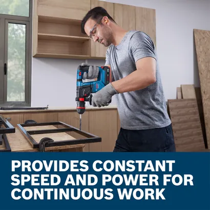 Web Image with features and worker using the Bosch GBH18V-18X 5/8 In. SDS-plus ONECHUCK Rotary Hammer.