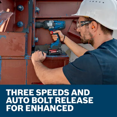 Web Image of worker using the Bosch GDS18V-1600H 18V 3/4 In. High-Torque Impact Wrench on a jobsite.