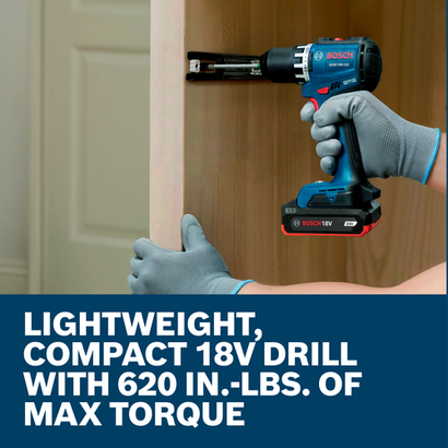 Web Image of worker using the Bosch GSR18V-52 18V Brushless 1/2 In. Drill/Driver with features.