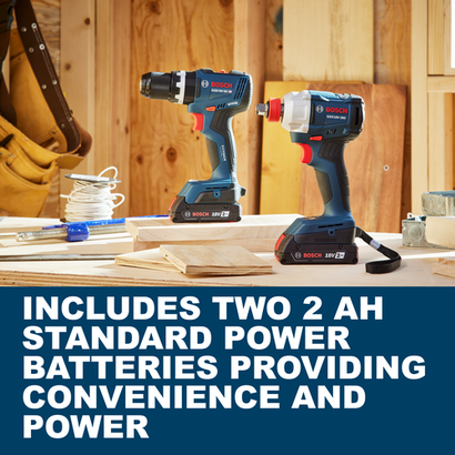 Web Image of Bosch GXL18V-498B22 18V 4-Tool Combo Kit with features and applications.