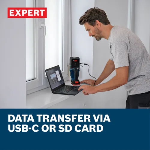 Web Image of Bosch D-TECT18V-200-17C EXPERT 18V Floor & Wall Scanner​ with application and features.