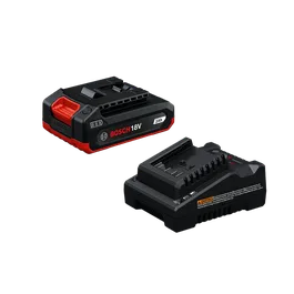 Dynamic Image of Bosch GXS18V-29N12 18V Starter Kit with 2 Ah Battery and Battery Charger.