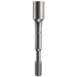 Steel cylindrical tool with a grooved bottom.