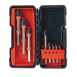 Bosch drill bit set with the text "BOSCH", "MAX 2000RPM 882", "3/8", "5/16", "1/4", "3/16", "1/8", "2610949243".
