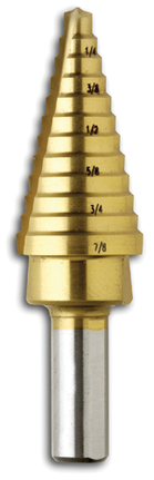 3/16 In. to 7/8 In. Titanium Nitride Coated Step Drill Bit