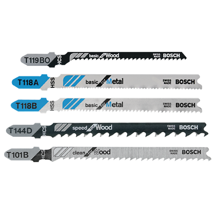 5 pc. T-Shank Jig Saw Blade Set for Wood and Metal