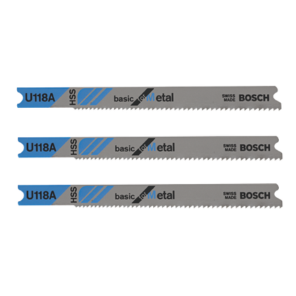 3 pieces 3-1/8 In. 17-24P TPI Basic Metal Cutting U-Shank Jig Saw Blades