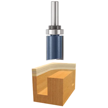 1-1/8 In. x 1-1/2 In. Carbide Tipped 2-Flute Top Bearing Straight Trim Bit