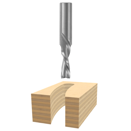 1/2 In. x 1-1/4 In. Solid Carbide 2-Flute Downcut Spiral Bit
