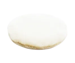 Oval, off-white pad with a visible stitched edge.