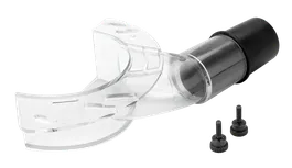 Pièce plastique transparente avec éléments noirs et 2 vis.