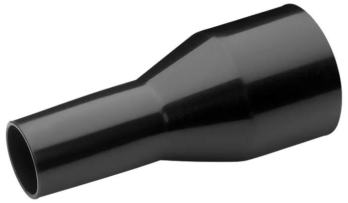 Raccord en plastique noir conique.