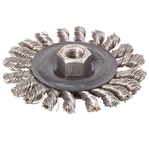 Brosse métallique avec écrou central.