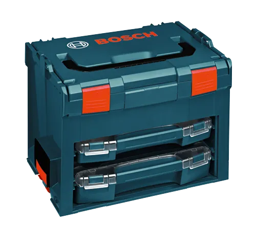 Système de rangement d'outils BOSCH bleu et orange.