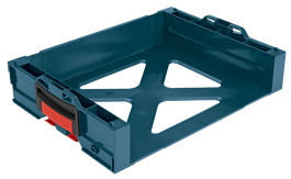 Organisateur en plastique bleu foncé Bosch avec des touches de noir et de rouge.