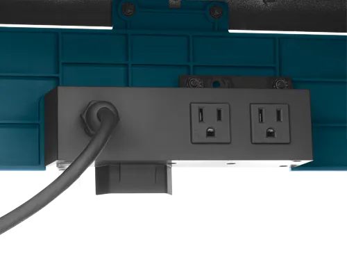 Prise électrique grise avec deux socles, 125V 15A.