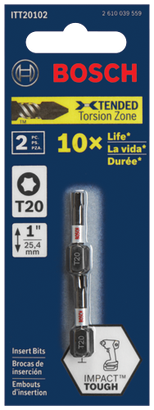 2 pc. Impact Tough™ 1 In. Torx® #20 Insert Bits_ITT20102_PKG