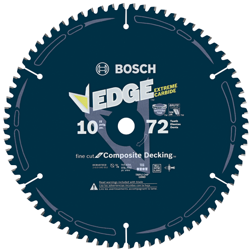 Lame de scie circulaire Bosch EDGE 10" pour platelage composite.