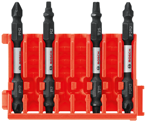 Embouts carrés doubles de vissage de 2,5 po Phillips® et Torx® avec attache pour coffret sur mesure à 4 pièces